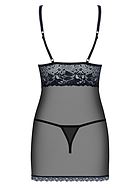 Skin-tight chemise, sheer mesh, lace panel